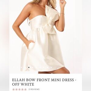 Petal + Pup ELLAH BOW FRONT MINI DRESS - OFF WHITE